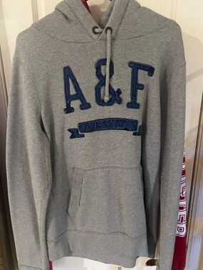 A&F Grey Hoodie with Navy Appliqué